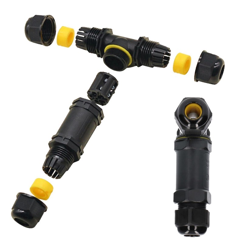 LNGJIN Pack of 3 Cable Connectors Waterproof T-Shape Cable Sleeve
