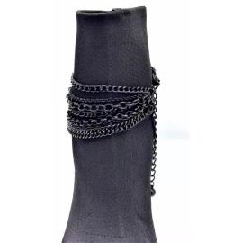 Unbranded Women Black Metal Boot Chain Bracelet Shoe Bling Easy Wear Anklet Charm Jewelry