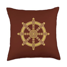 Buddhist Meditation Dharma Wheel Buddha Dhamma Chakra Buddhism Meditation Throw Pillow, 18x18, Multicolor