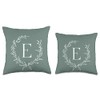 Sage Green Capital Letter E Monogram Initial E Throw Pillow