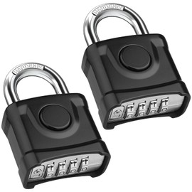 2 Pack Large Black Combination Padlock [One-Key Unlocking], Diyife Heavy Duty Outdoor Weatherproof Padlock Design of Hidden Password and Anti-Error, Suitable for Garden, Fences, Garage, Gate