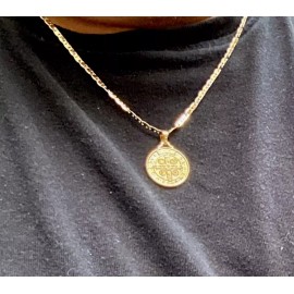 MEDALLA Y CADENA SAN BENITO BAÑO DE ORO 14K; 14k GOLD PLATED MEDAL ST BENEDICT