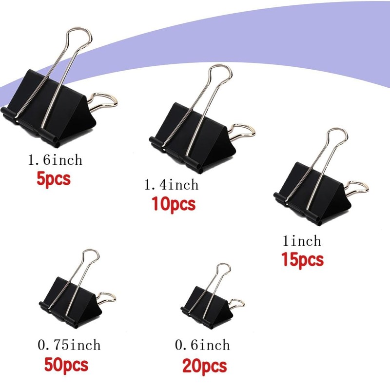 Binder Clips Assorted Sizes - Office Supplies - Bulldog Clips,
