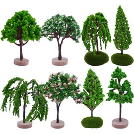 8 Pieces Miniature Model Trees - Realistic Artificial Trees for Dioramas, Sand Tables and Landscape Decor, 5 x 5 x 9 cm