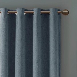 SunSmart Total Blackout Lined Panel Pair with Grommets, Indigo Blue