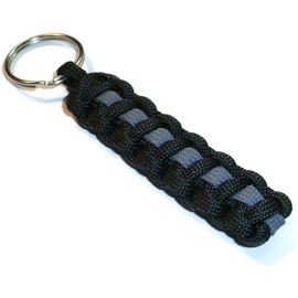 RedVex Thin Line Paracord Key Chain/Key Fob - Choose your colors - 3", 4", 6", and 8" Lengths (Qty-1) (Black with Gray Line, 6-inch with Handcuffs & ABS Clip)