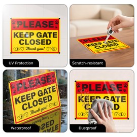 Anobell 2 Pack Please Keep Gate Closed Signs 10" x 7" Reflective Rust-Free Aluminum Metal Signs Waterproof UV Protected for Outdoor Fence Yard Garden Farm or Commercial Property