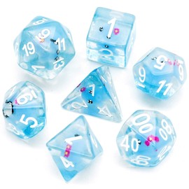 cusdie 7-Die DND Dice, Polyhedral Dice Set Filled with Animal, for Role Playing Game Dungeons and Dragons D&D Dice (Octopus)