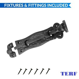 TERF® Heavy Duty Antique Black Door Bolt 125mm [5''] Surface Mounted Sliding Durable Door Lock Bolts Ideal for Securing Internal External Doors and Multi Purpose Use - 125mm