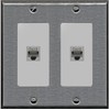 RiteAV 2 Port Cat6 Ethernet Wall Plate - 2 Gang [Stainless/Gray]