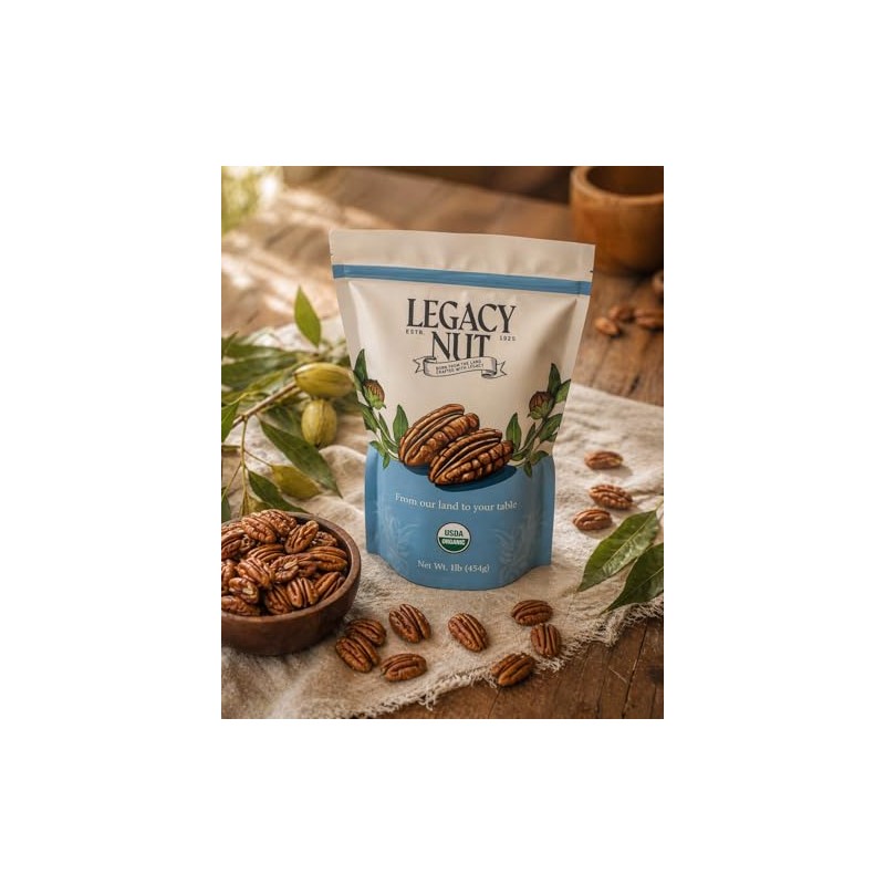Nuez Pecana Orgánica, 1 lb (454g), Certificada USDA Organic, Pecanas