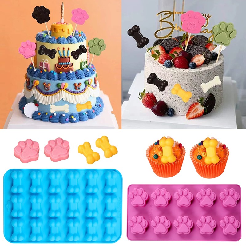 Silicone Molds Puppy Dog Paw and Bone Molds (6 PCS)