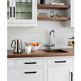 KNOBWELL 6 Pack 5 in Matte Black Kitchen Cabinet Door Handles - Stainless Steel Drawer Dresser Pulls Kitchen Cabinet Handles Black 6 Pack - 5" Hole Centers