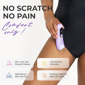 Recortadora de bikini para mujer de pelo púbico: maquinillas de afeitar eléttricas recargables para mujer, afeitadora eléctrica sin dolor (morado glic