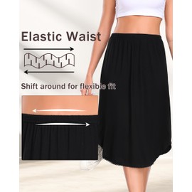 Wikoan Women's Half Slips Lace Slit Long Petticoat for Dresses Soft Underskirts Waist Half Slip for Under Dress, Black,XXL