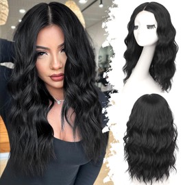 Eawwii Ombre Brown Short Wavy Wig for Women Lace Hairline Bob Style Synthetic Heat Resistant - Natural Appearance for Everyday Hairstyle 18 Inch