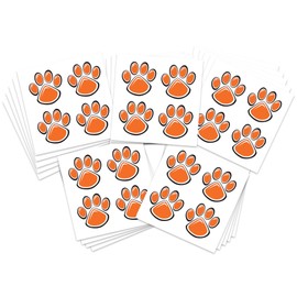 Sports Spirit Temporary Tattoos / 100 Mini Team & School Spirit Designs/Skin Safe/Removable (Orange Puffy Paw)