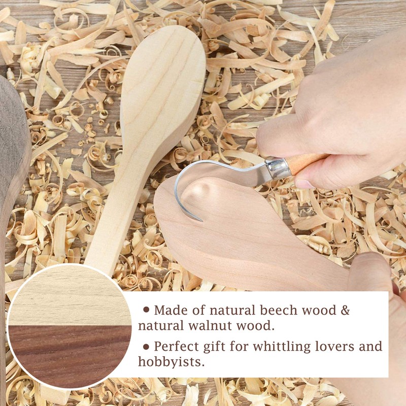 Wood Carving Spoon Blank Beech and Walnut Wood Unfinished Wooden