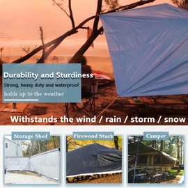 UCINNOVATE 10' x 10' Heavy Duty Waterproof White/Black Reversible Tarp, Durable 14 Mil Tarp Cover with Grommets, UV Resistant Reinforced Ground Sheet Cover for Garden Patio Lawn Greenhouse or Boat