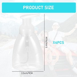 qxayxa 4 Pcs 350ml Foam Soap Dispenser, Foaming Pump Bottles, Refillable Plastic Foam Hand Soap Dispenser, Foaming Soap Dispenser, Liquid Hand Pump Dispenser for Soap Shampoo Hand Wash Foam Dispense