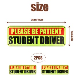 2pcs Student Driver Stickers, Colorful Please be Patient Student Driver Magnets Reflective Bumper Sticker Student Driver Signs for New Student Drivers