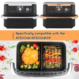 BYKITCHEN Airfryer Zubehör für Ninja Flex Drawer AF500EU 10,4L,7 Stück Heißluftfritteuse Zubehör für Ninja Foodi Flexdrawer Dual Zone, Inklusive Silikon Backform,kompatibel mit Cecotec Dual 9000 9L