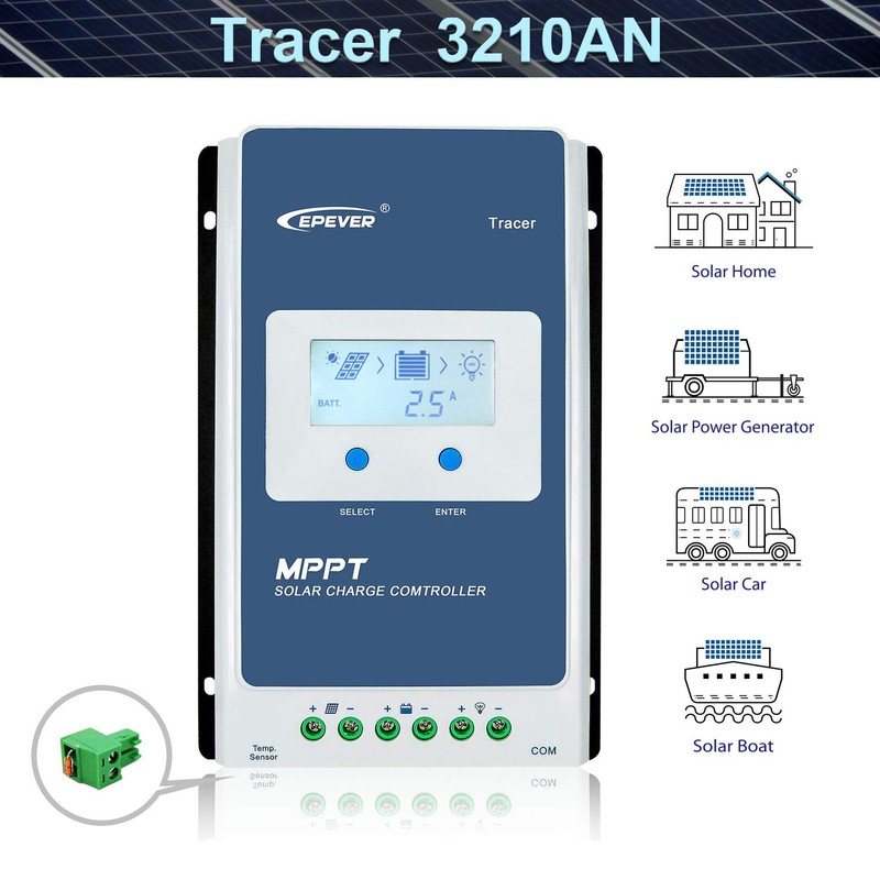 EPEVER 30A MPPT Solar Charge Controller, 12V/390W, 24V/780W, Max PV