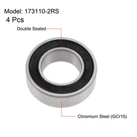 sourcing map 173110-2RS Deep Groove Ball Bearings 17mm x 31mm x 10mm Double Sealed Chrome Steel P0(ABEC1) 4pcs