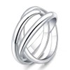 SWBRJ S925 Sterling Silver Ring Triple Row Rolling Interlocking Statement