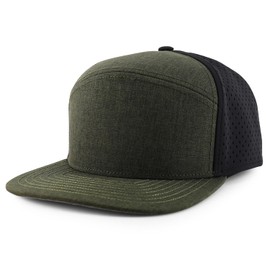 Trendy Apparel Shop Oversize XXL 6 Panel Camper Style Performance Snapback Cap - Olive Black - 58cm