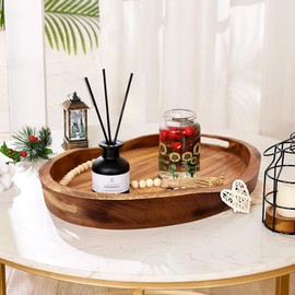 Decorative Coffee Table Tray,Wooden Serving Tray for Living Room, Wood Tray for Ottoman or Side Table,Charcuterie Board,Countertop Wooden Fruit Tray Baskets 17x13 Natural