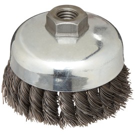 Weiler 36044 Vortec Pro 4" Knot Wire Cup Brush, .025" Steel Fill, 5/8"-11 UNC Nut, Made in the USA