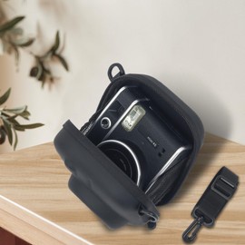 Camera Case for Instax Mini 99, Hard Carrying Case for Fuji Mini 12/Mini 40/Mini 11/Mini 10/Mini 9/Mini 8/Mini 7/Mini 70/Mini 90+ Instant Camera Storage Bag with Shoulder Strap, Cat Paw Print, Black