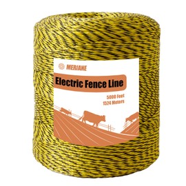 MERIANE Electric Fence Wire 1/8" 5000 Feet/1524 Meters, Upgraded 6 Stainless Steel Strands Conductors, UV Wear Rust Resistant, Portable Polyrope Electric Fence Polywire for Livestock