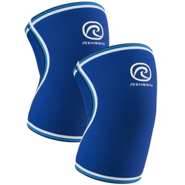 Rehband Rx Original Knee Support, 1 pieza, Soporte de Rodilla 7mm, Manga de Rodilla para Fitness, ColorAzul - 1 Par, TallaL                           