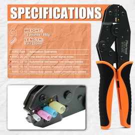 Crimping Tool for Heat Shrink Connectors-AWG 26-10, Ratcheting Wire Terminal Crimper Crimping Pliers Available for Insulated Nylon Connectors and Wire Terminal