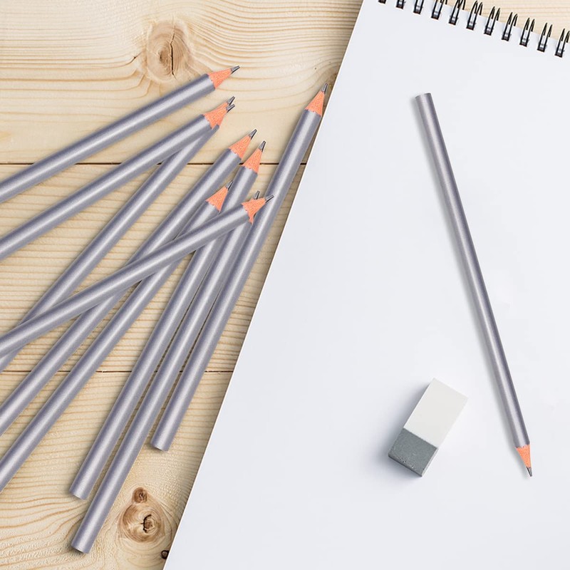 YOLUFER 36PCS Drawing Pencils, Silver Surface Marking Pencils Hard Black