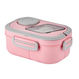 SDFNBRA Bento Lunch Box with Tableware, 1200ML Lunch Box-Double layered 6 Compartment Bento Box, Built-in Utensil Set, Leak-Proof(pink)