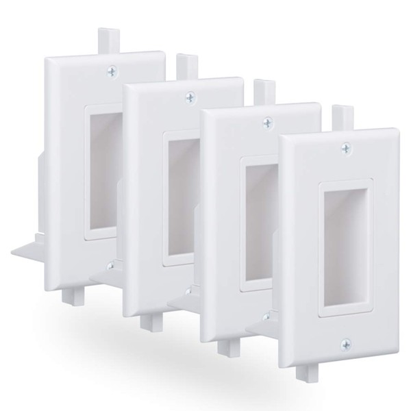 Recessed Cable Wall Plate 4 Pack Integrated Mounting Bracket, Bottom