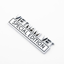 2Pc Vietnam Vet Edition Emblem 3D Badge Stickers with Double Tape for Cars, Trucks, Motorcycles, Boats (Chrome Black)