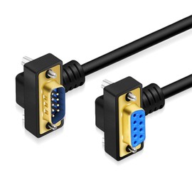 GXMRHWY DB9 RS232 Serial Port Cable Down Right Angle Male to Female 9 Pin Gold Plated RS232 COM Port Connection Cable (1 Meter)