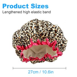 Reusable Shower Cap for Women - Extra Large Elastic Hair Bath Cap, Double Waterproof Layers for Bathing/Swimming, Eco-Friendly & Adjustable（4 Pack）