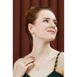 Sterling Silver Octagon-Cut Solitaire Earrings Necklace or Set Made with AAA Cubic Zirconia, Metal, Cubic Zirconia,