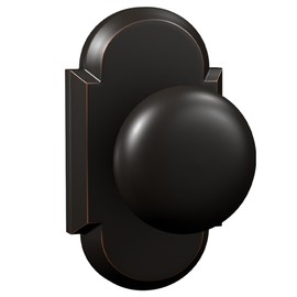 Bravura Hardware 906 Macon Knob Passage Lockset with Modern Arched Trim Door Knob for Hallway/Closet, Oil Rubbed Bronze