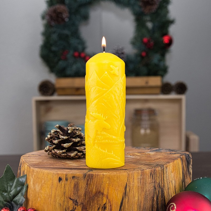 Nature Scene Beeswax Pillar