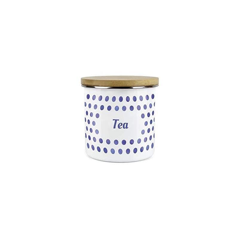 Purely Home Indigo Polka Dots Spots Tea Canister - White