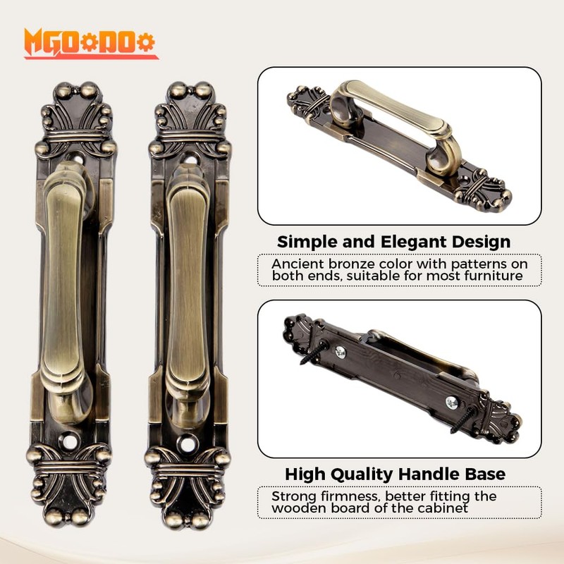 Mgoodoo 2Pcs Antique Bronze Cabinet Handles,Vintage Cabinet Handles Cupboard Handle
