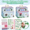 SIMPLIPLAY Wooden Dollhouse, DIY Portable Pretend Play Doll House Set