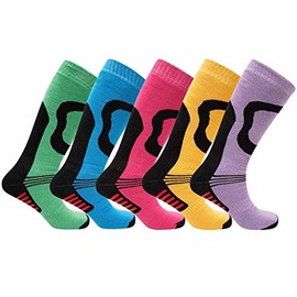 SX168-12-3 - Girls Ski Socks 5 Pack - 12-3 - (EU 31-36)