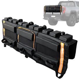 52" Truck Bike Tailgate Pad for 5 Bikes Bed Rack Holder, Universal Outdoors Thickened Tailgate Cover with Tool Pockets Scratch Shield and Locking